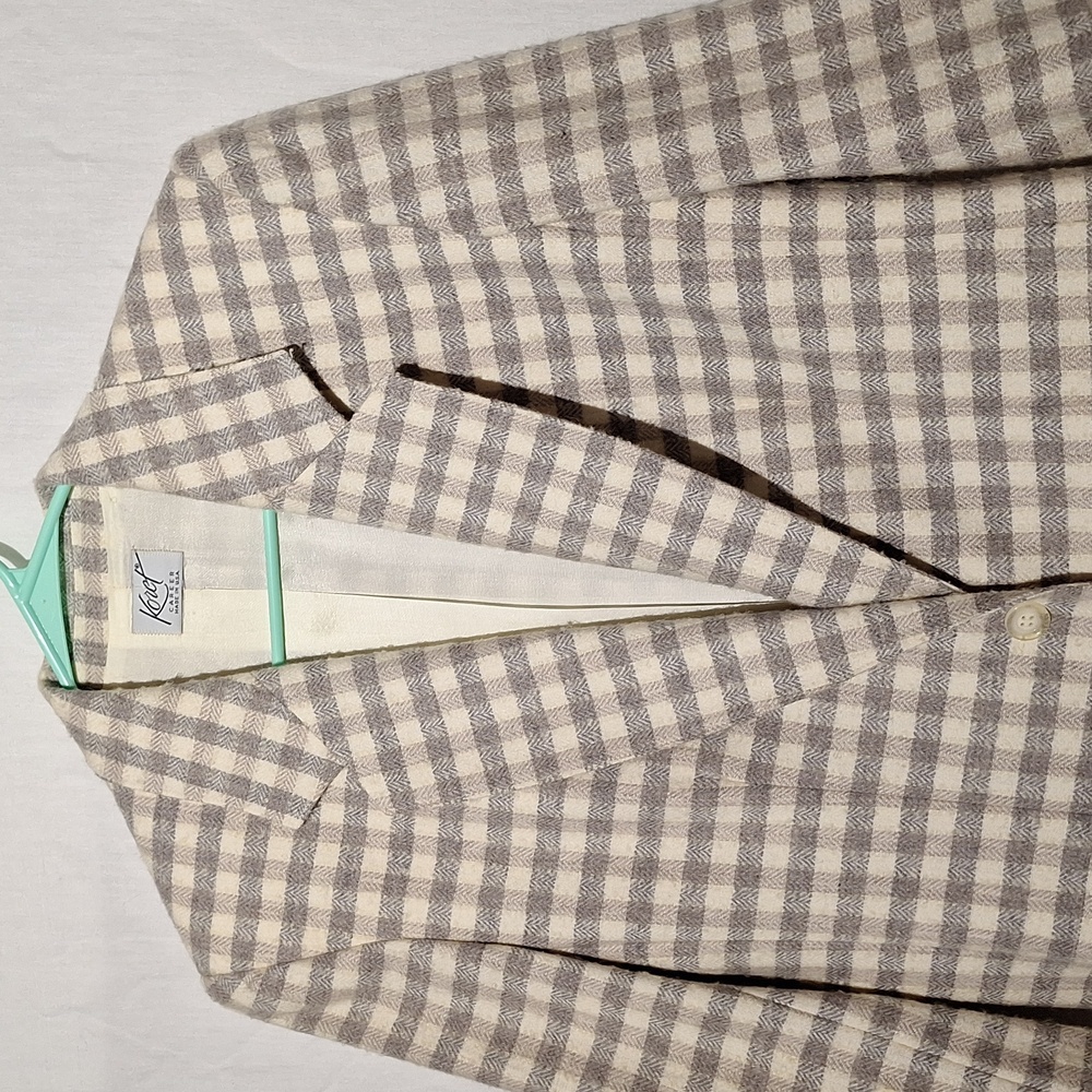 Vintage Wool Plaid Blazer, Grey And White, Koret, Sz 10, NWOT - Picture 3 of 15